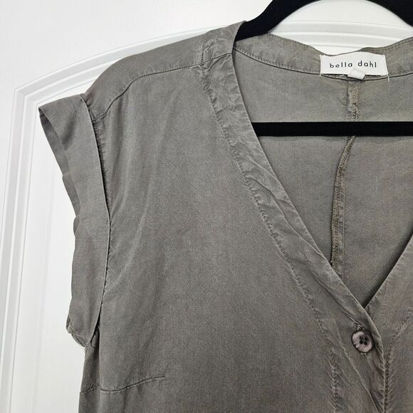 Bella Dahl green short sleeve Size S Jump suit with pockets & waist belt 017 - Picture 13 of 14